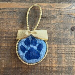 Handcrafted Needlepoint Mini Paw Print Ornament
